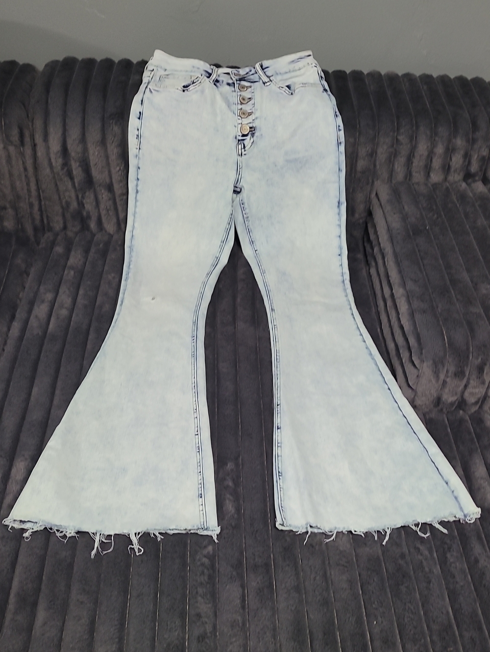 VERVET BY FLYING MONKEY Light Wash Flare Jeans with Raw Hem